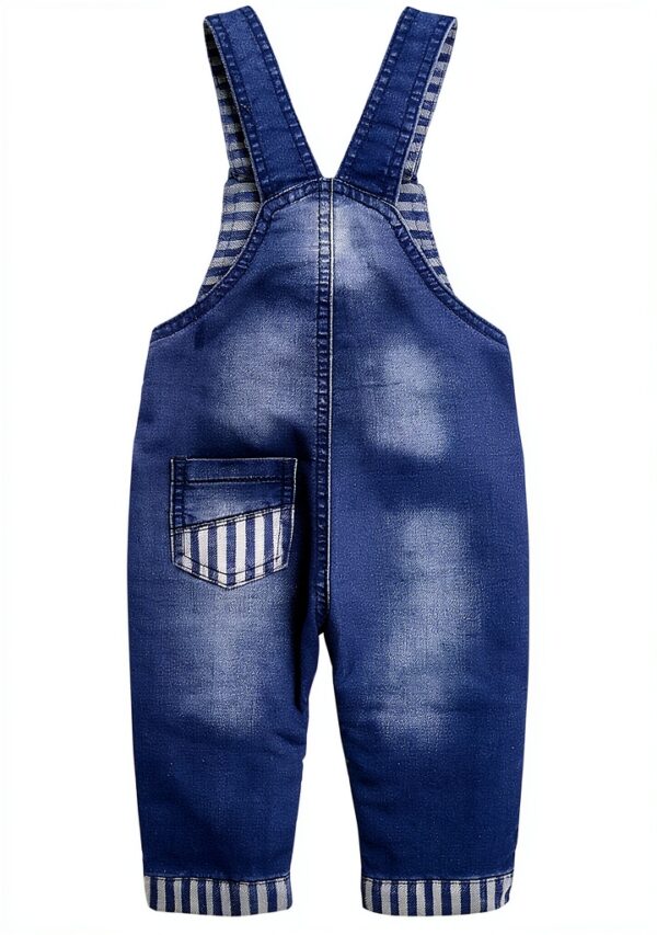 Button End Baby Boys Overalls Blue Denim Snap Diaper-1