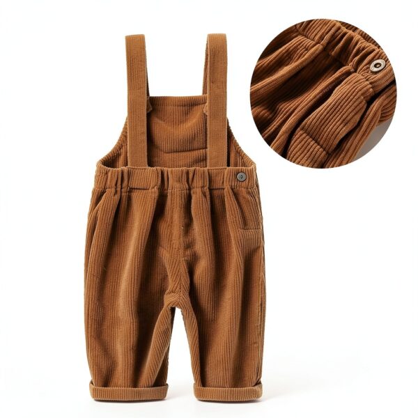 Mornyray Baby Corduroy Overalls Adjustable Straps Khaki-2