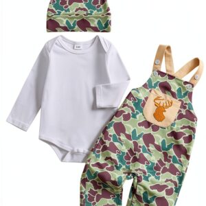 Baby Boy Camo Overalls Set Soft Cotton Hunting Outfit-0
