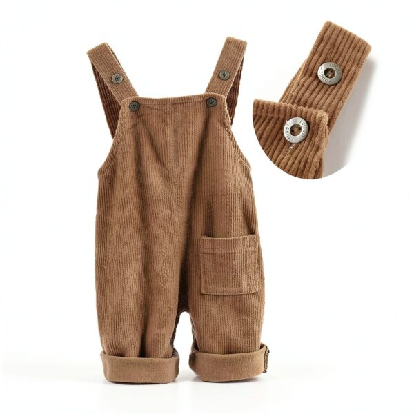 Mornyray Baby Corduroy Overalls Adjustable Straps Khaki-1