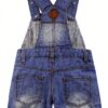 Baby Boys Denim Shortalls Cotton Adjustable Straps Blue 2211-1