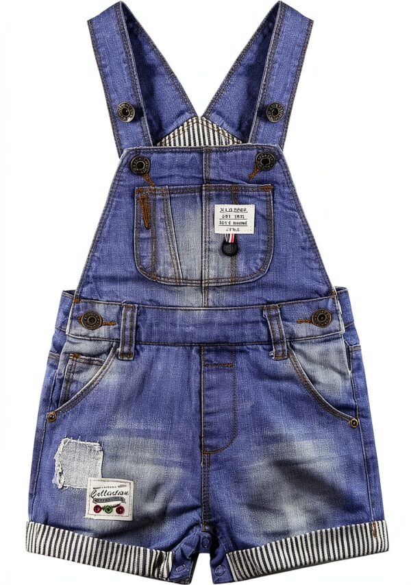 Baby Boys Denim Shortalls Cotton Adjustable Straps Blue 2211-0