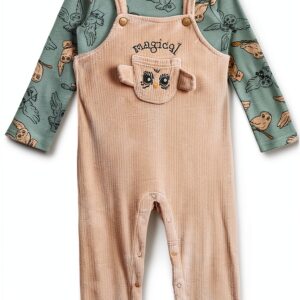 Harry Potter Hedwig Baby Overalls Set Green Cream 0-24-0