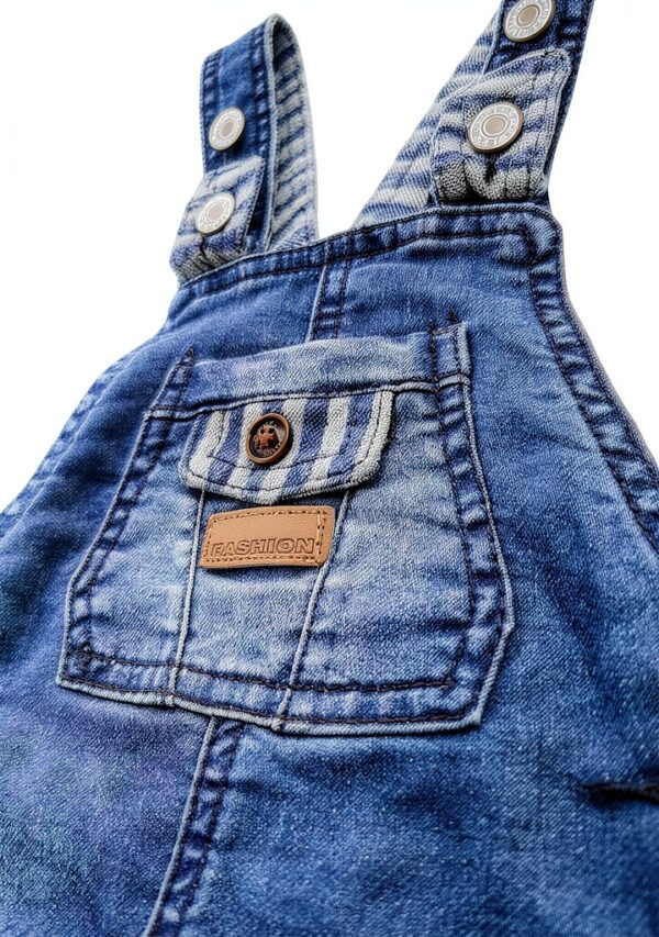 Button End Baby Boys Overalls Blue Denim Snap Diaper-3