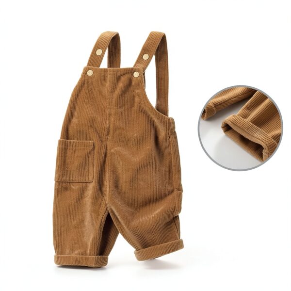 Mornyray Baby Corduroy Overalls Adjustable Straps Khaki-3