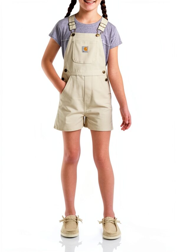 Carhartt Girls Overalls Rugged Flex Stretch Denim Bibs-0