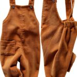 Mornyray Baby Corduroy Overalls Adjustable Straps Khaki-0