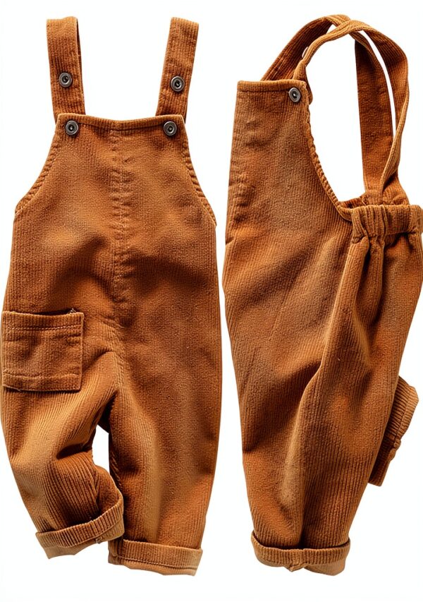 Mornyray Baby Corduroy Overalls Adjustable Straps Khaki-0