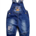 Button End Baby Boys Overalls Blue Denim Snap Diaper-0