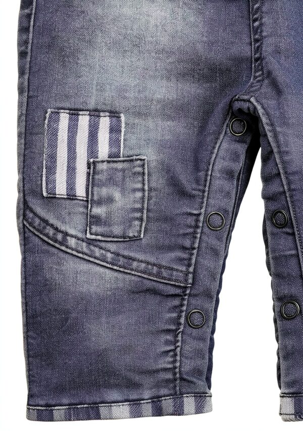 Button End Baby Boys Overalls Blue Denim Snap Diaper-4