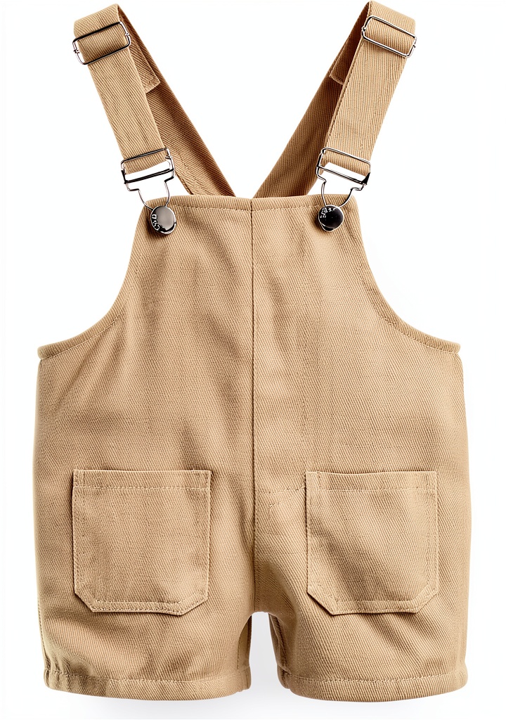 JWWN toddler shortalls in beige color on a child playing outdoors