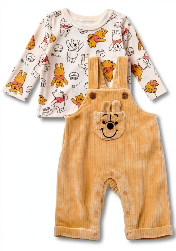 Disney Winnie the Pooh Baby Overalls Soft Bib Overall Set-0